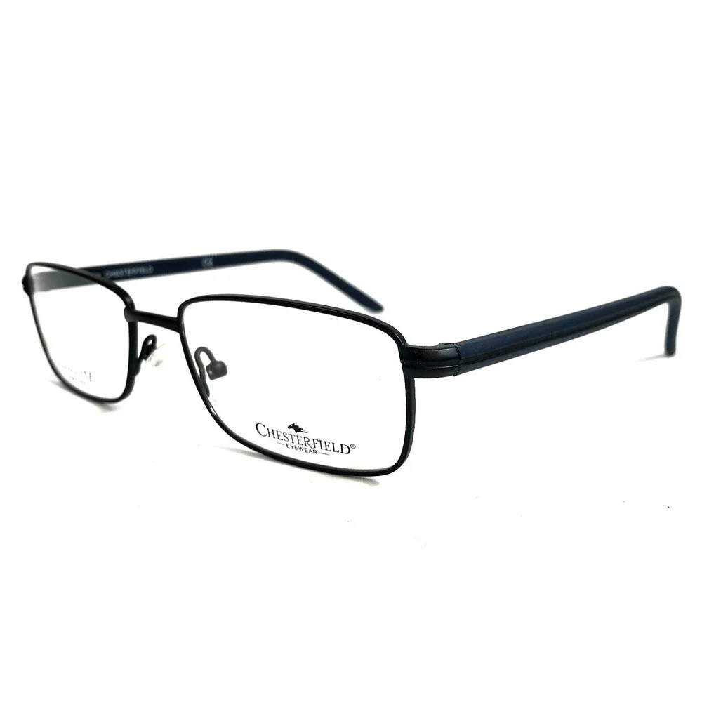 Chesterfield Eyeglasses Frames CH862 0003 Matte Black Blue Wire Rim 53-17-140